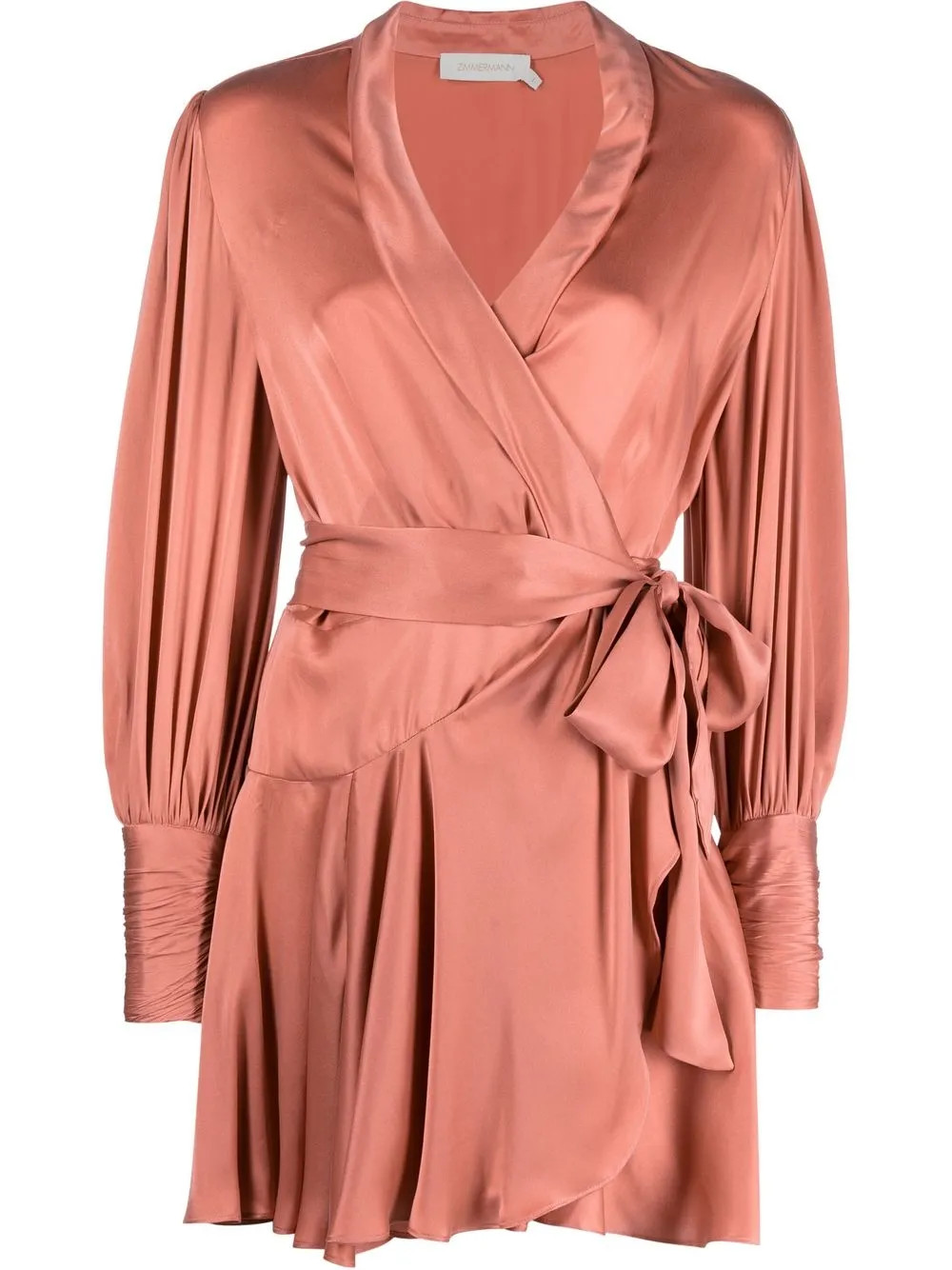 ZIMMERMANN tied-waist Silk Wrap Dress - Farfetch | Farfetch Global