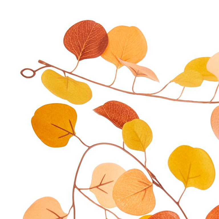 Harvest Polyester Orange & Brown Eucalyptus Leaves Garland, 6', by Way To Celebrate - Walmart.com | Walmart (US)
