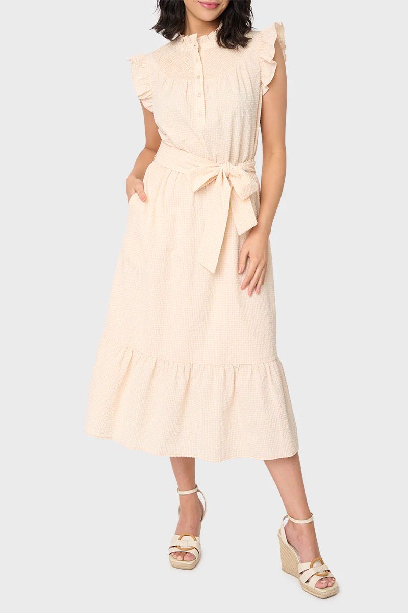 Textured Smocked Midi Dress | Gibson