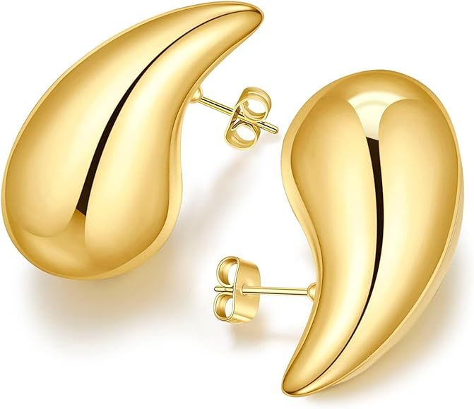 Bottega Dupes Ohrringe,18k Dupes Ohrringe Gold Chunky Goldene Ohrringe Damen Waterdrop Earrings f... | Amazon (DE)