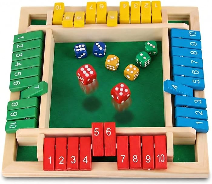Premium Wooden Shut The Box Board Game for 2-4 Players, STEM Math Dice Game for Kids Ages 3+ & Ad... | Amazon (US)