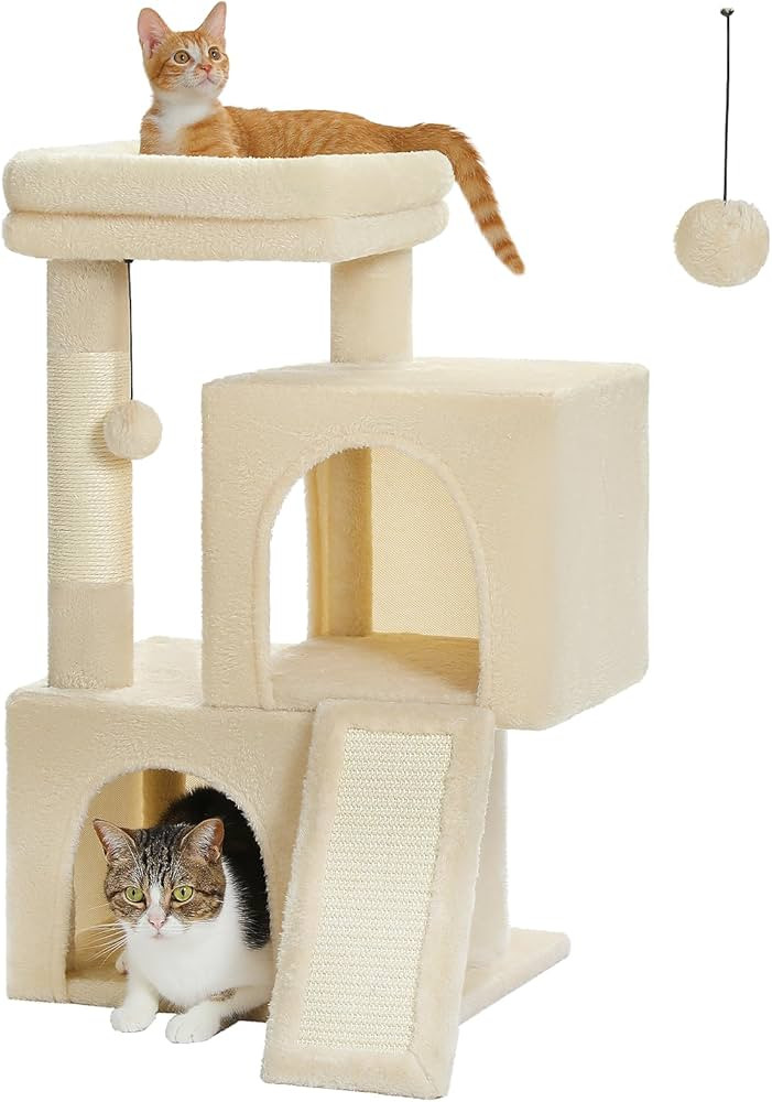 PAWZ Road Cat Tree, 30 Inches Cat Tower with Dual Condos for Indoor Cats, Plush Cat House with Pa... | Amazon (US)