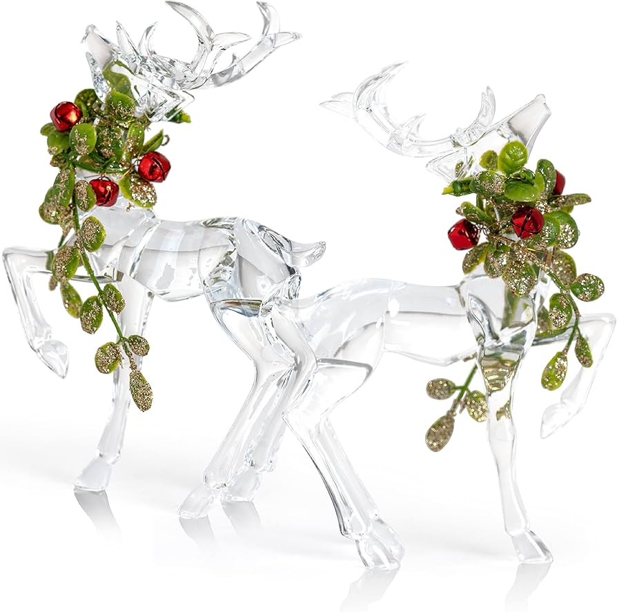Ornativity Acrylic Christmas Reindeer Ornaments - Xmas Holiday Clear Party Deer Figurine Statues ... | Amazon (US)