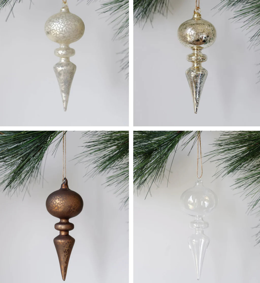Assorted Neutral Palette Glass Finial Ornament | CG Hunter