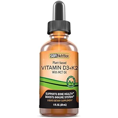 Vitamin D3 + K2 (MK-7) Liquid Drops with MCT Oil, Peppermint Flavor, Helps Support Strong Bones and  | Amazon (US)