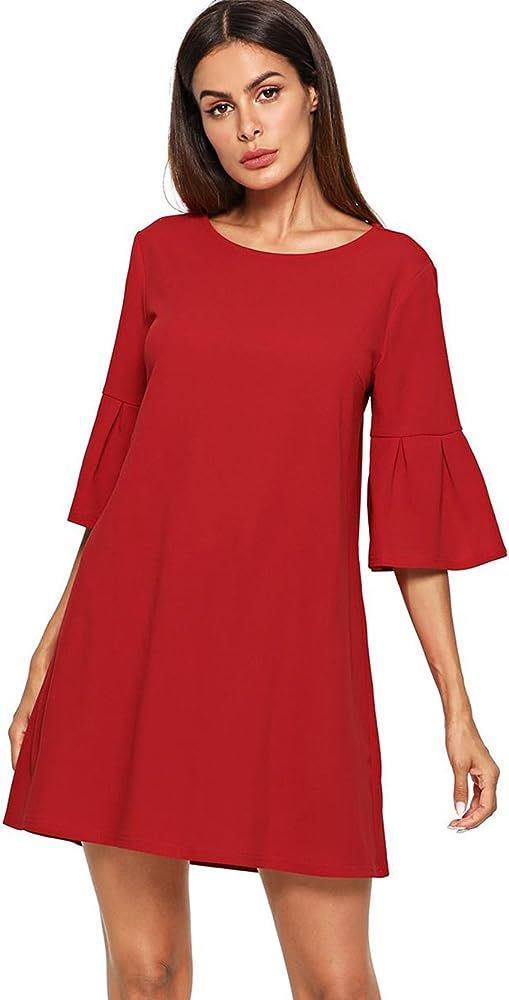 Women's Bell Sleeve Embroidered Tunic Dress | Amazon (US)