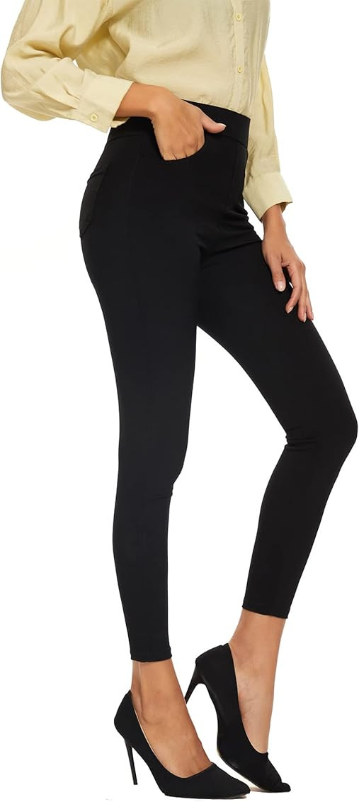 YUEEKEA Dress Pants for Women Business Casual Stretch High Waisted Pull On Leggings Tummy Control Tr | Amazon (US)