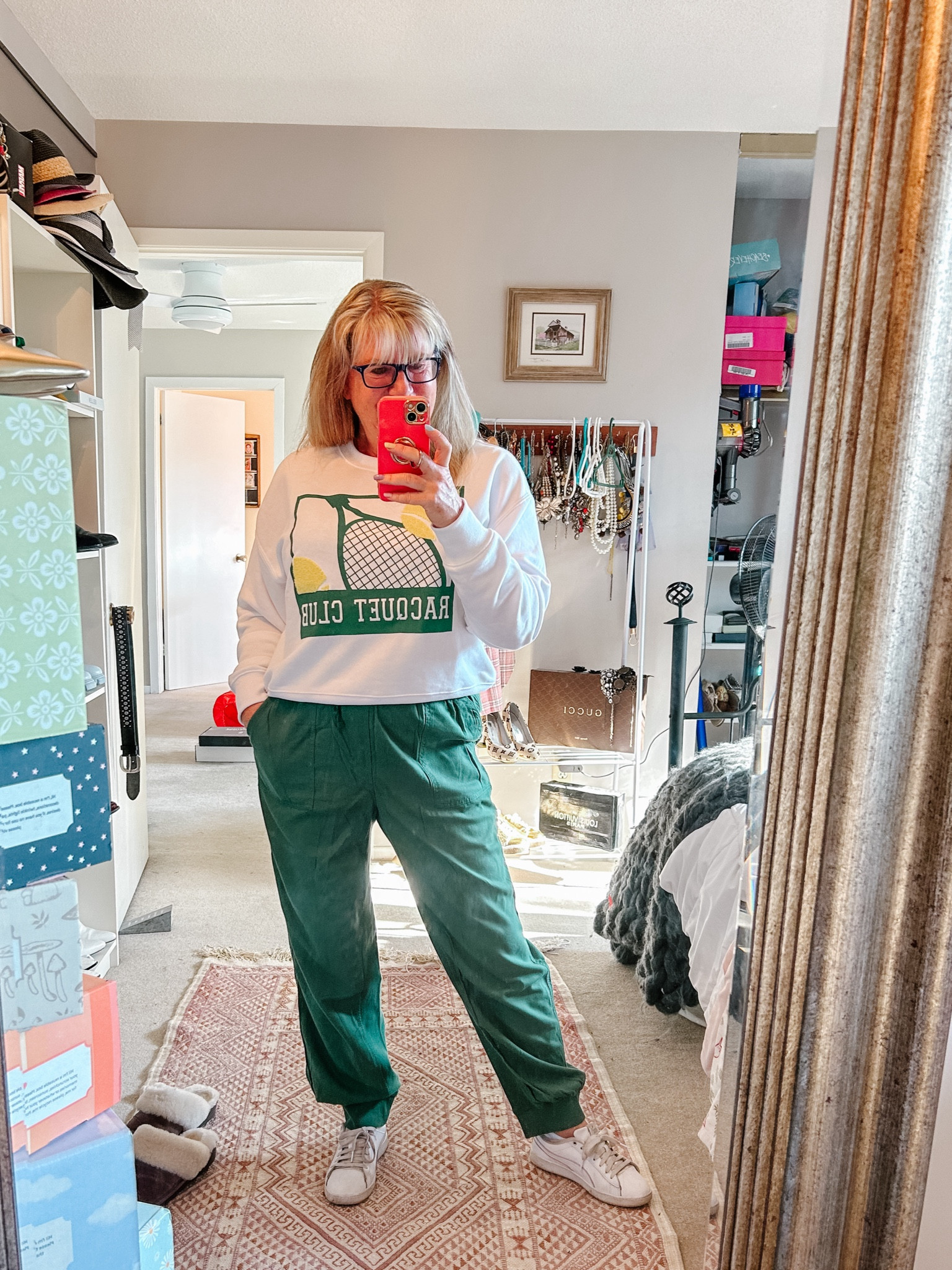 Went shopping for a dress and instead found the cutest pants and sweatshirts and fyi I also got the shorts. To be shown later. 

This green is such a pretty colour and this look is great for all seasons I think 

#LTKSeasonal #LTKmidsize #LTKover40