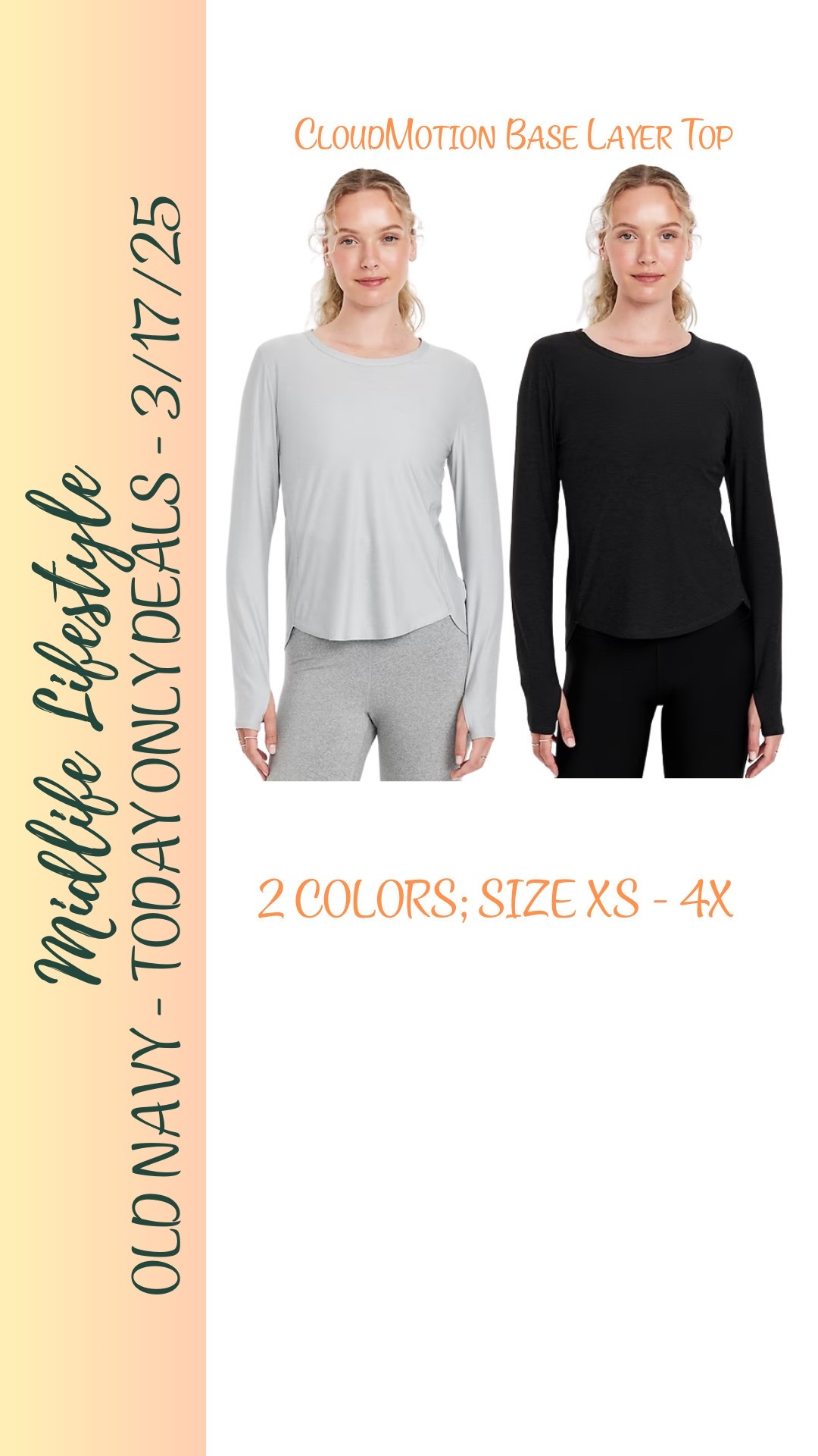 ☁️ TODAY ONLY (3/17/25) – the Old Navy CloudMotion Base Layer Top is just $10! 

Perfect for layering or lounging, this soft, cozy top is a must-have. 

Grab yours before it’s gone! 💙 

#OldNavy #CloudMotion #BaseLayer #Sale

#LTKActive #LTKSaleAlert