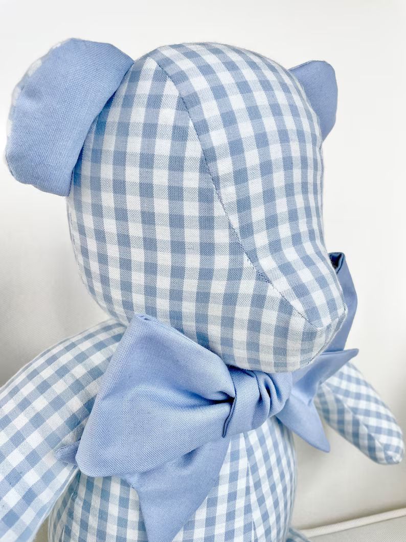 MADE to ORDER Henry Handmade Blue Gingham Teddy Bear With Soft Blue Accents - Etsy | Etsy (US)