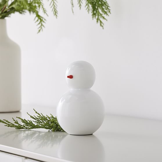 Lacquer Snowman Figurines, Small, White | West Elm (US)