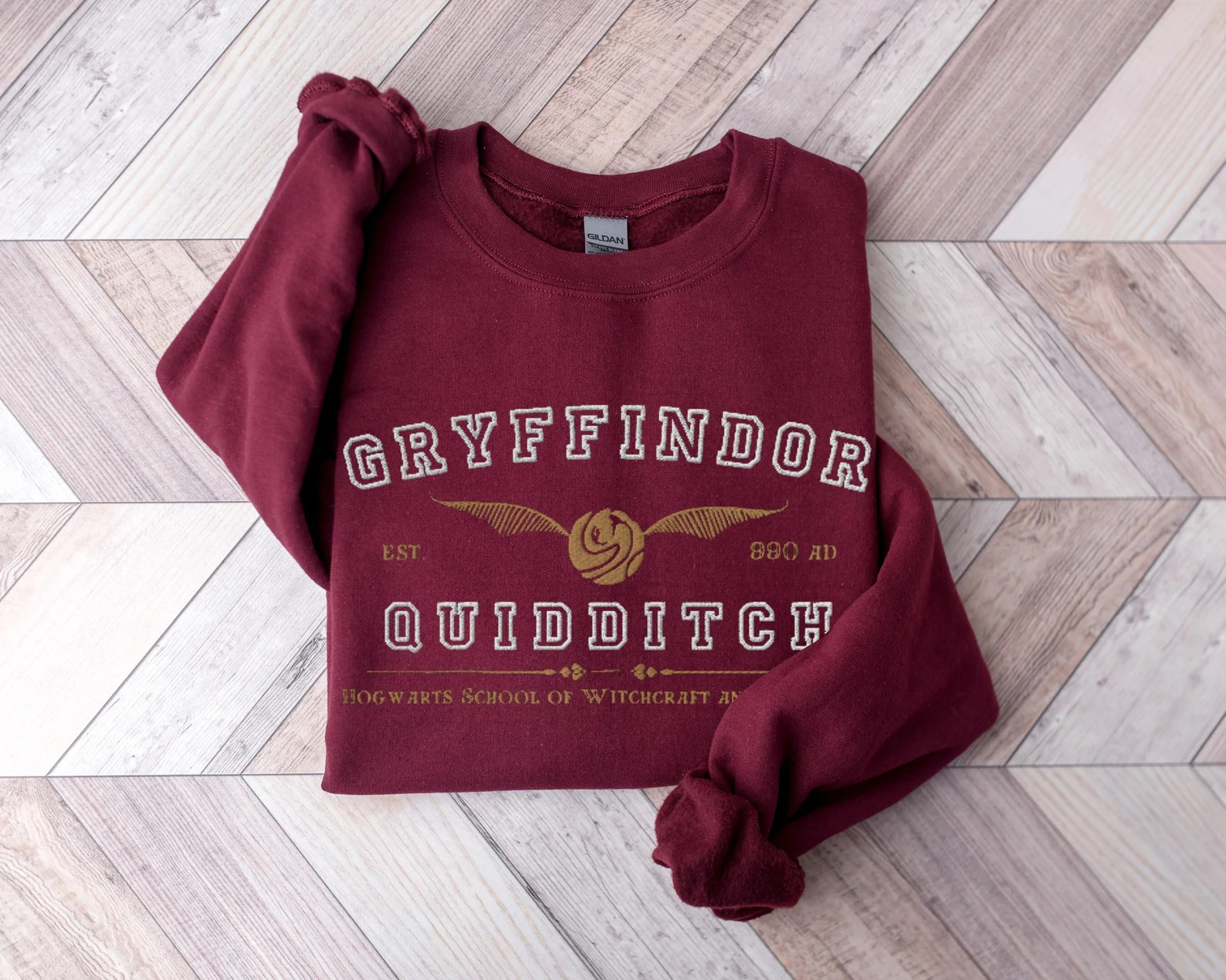 Gryffindor Quidditch Varsity Sweatshirt Embroidered, Wizard House Crewneck, Hogwarts House Sweats... | Etsy (US)