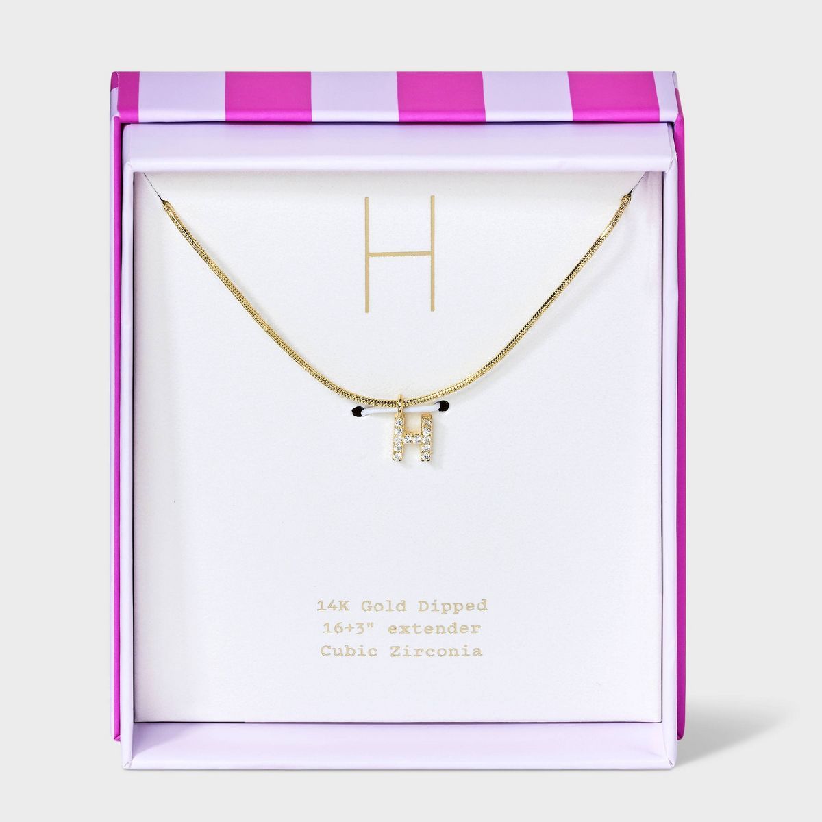 14K Gold Dipped Cubic Zirconia Initial Round Snake Chain Necklace - A New Day™ Gold | Target