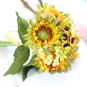 Iuhan 5 Heads Beauty Fake Sunflower Artificial Silk Flower Bouquet Home Floral Decor | Walmart (US)