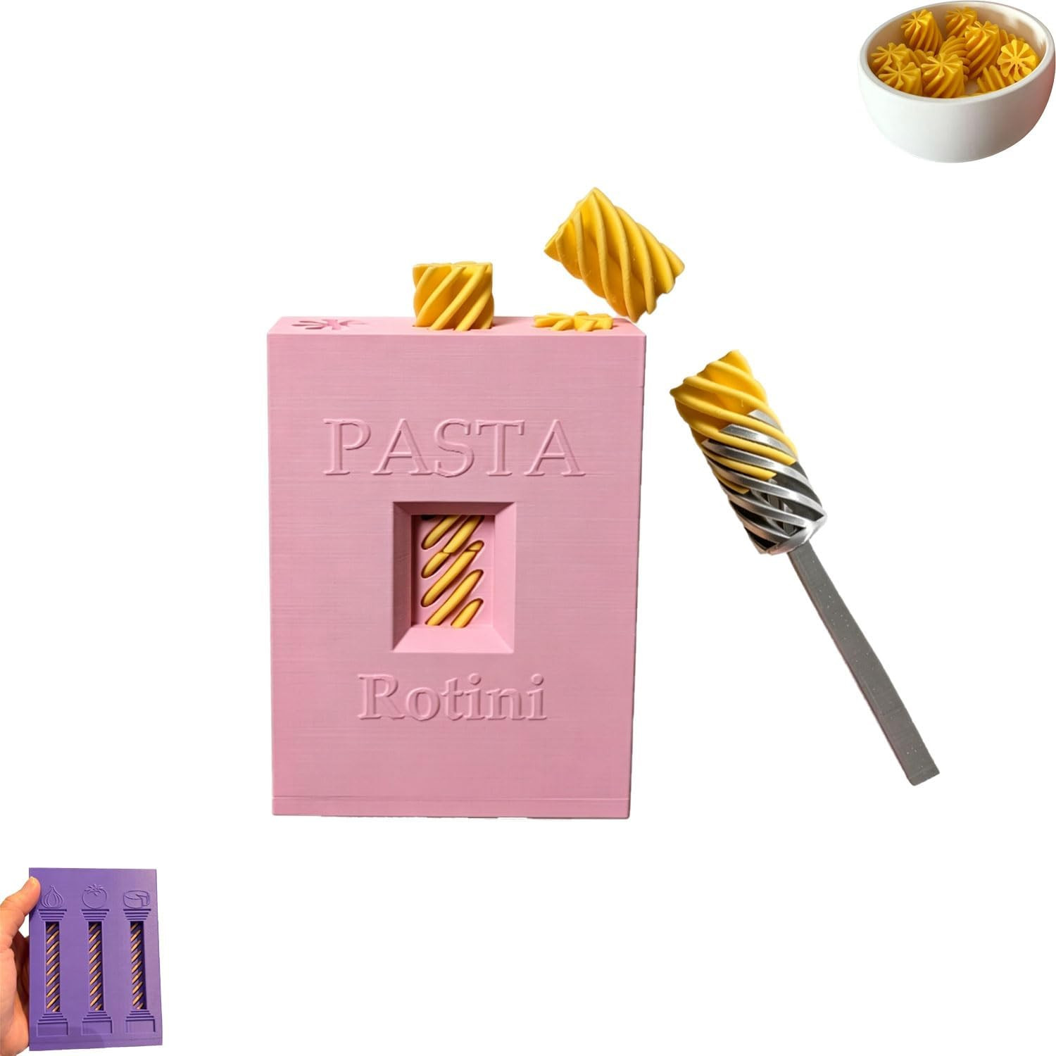3D Printed Pasta Play Set, Sensory Fidget Toy with Spiral Noodles, Pasta Box, Bowl & Fun Fork, 3D Printed Fidget Toys for Stress Relief and Relaxation, Novelty Desk Accessory Gift (Pink, 1Set) | Amazon (US)