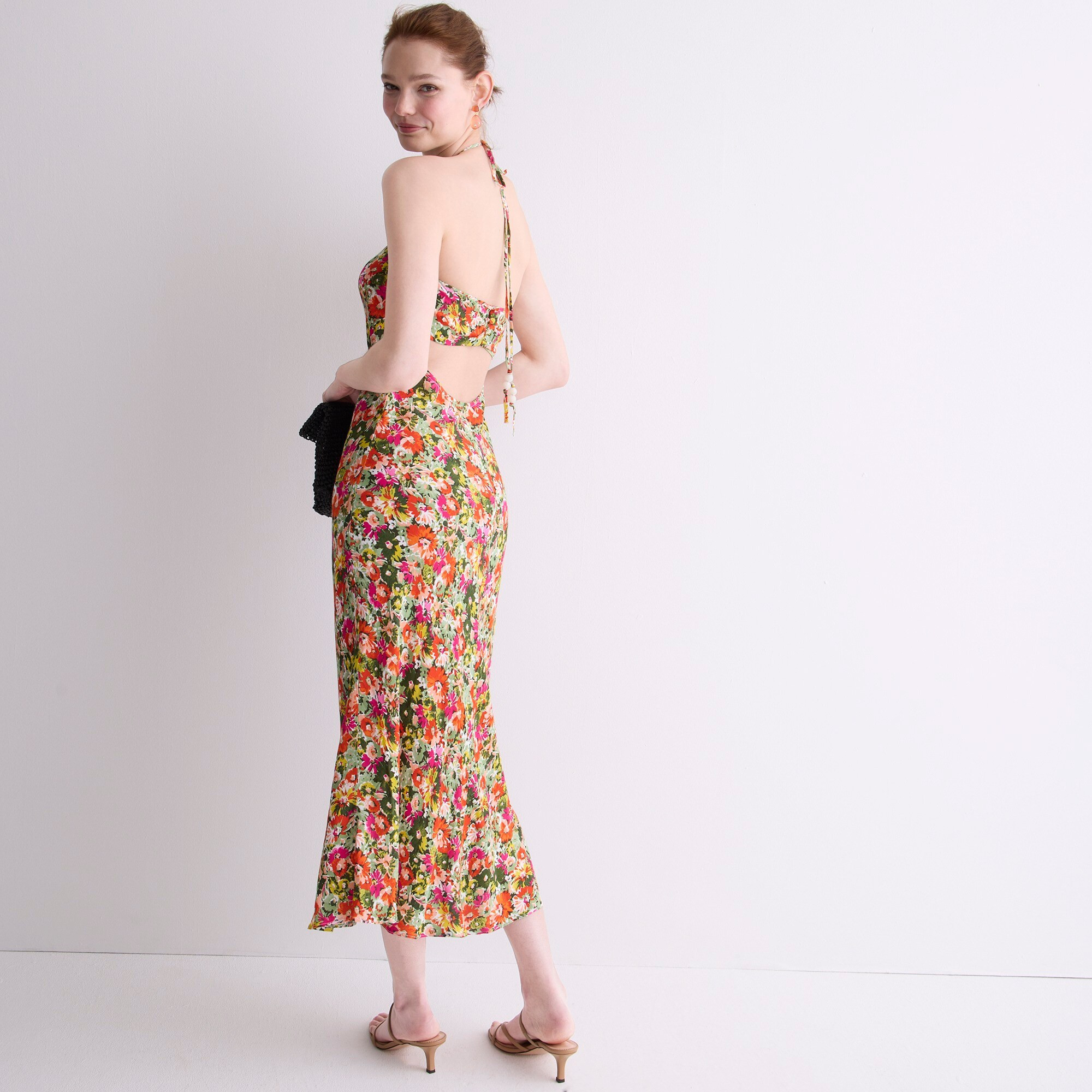 Halter-neck dress in painterly floral | J. Crew US