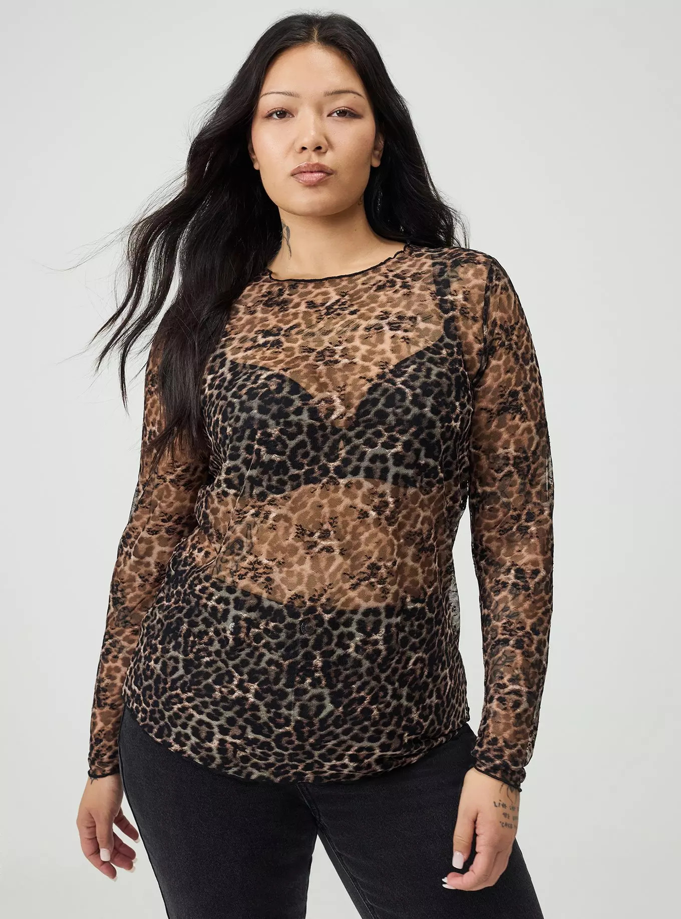 Sheer Lace Long Sleeve Crew Top | Torrid (US & Canada)