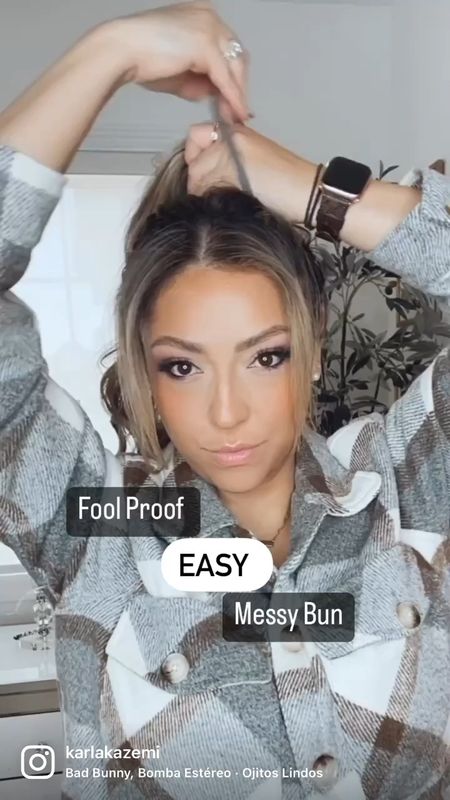 Easy messy bun tutorial😍 all products linked for you 😘 #hair #shacket #easyhair 

#LTKbeauty #LTKstyletip
