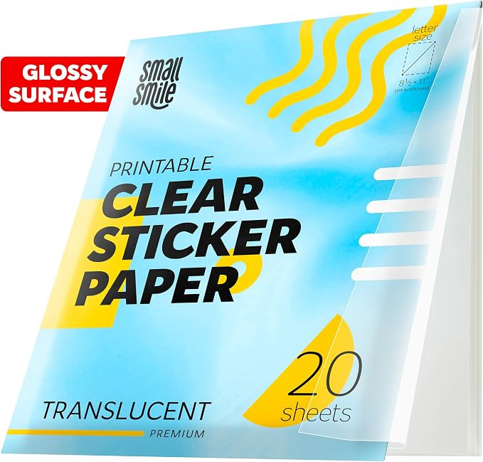 95% Clear Sticker Paper for Inkjet Printer and Laser – 20 Sheets, 8.5x11 Transparent Sticker Pa... | Amazon (US)