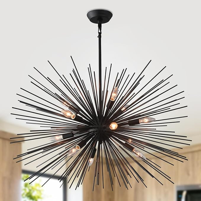 ZIRALIO 33.85" Black Sputnik Chandelier Vintage 12-Light Geometric Starburst Chandelier Light Fix... | Amazon (US)