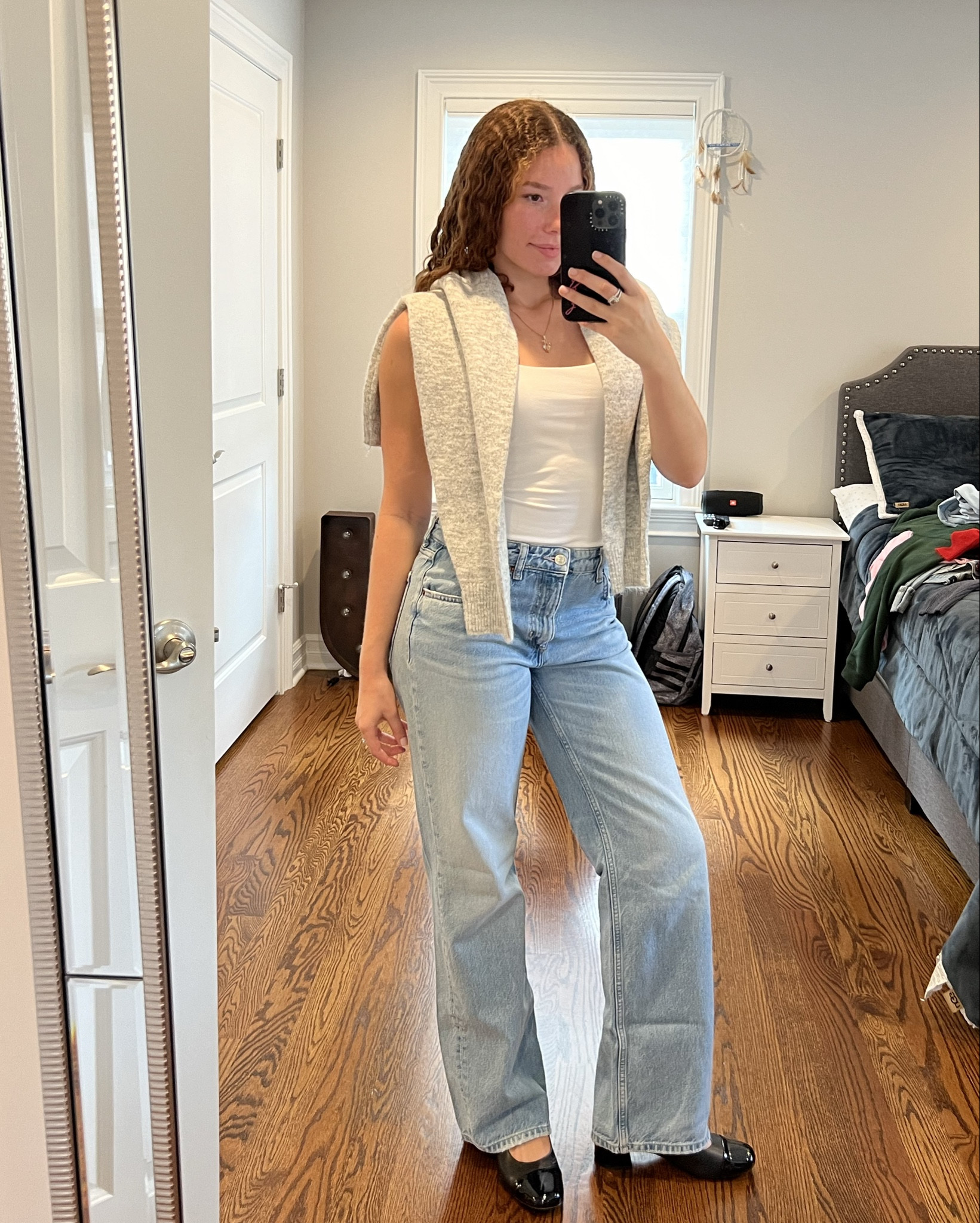 casual fall outfit 🍂🤍☕️ (jeans in photo are Zara / top & cardigan in photo are White Fox Boutique, but similar ones are linked!) 

#LTKStyleTip #LTKSeasonal #LTKFindsUnder100