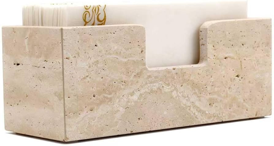 Bathroom Napkin Holder,Natural Travertine Guest Towel Holder,Stone Napkin Holder for Bathroom,Sta... | Amazon (US)