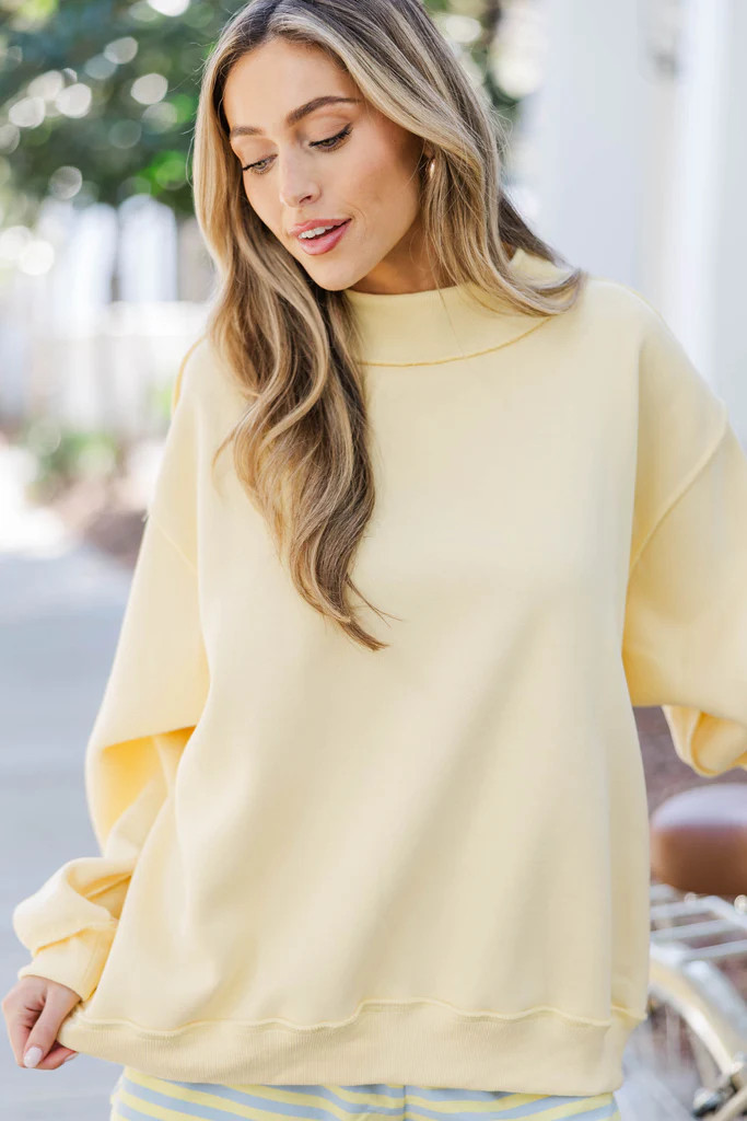 Chasing Sunshine Yellow Mock Neck Sweatshirt | The Mint Julep Boutique