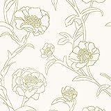Tempaper Gold Leaf Peonies Removable Peel and Stick Floral Wallpaper, 20.5 in X 16.5 ft, Made in the | Amazon (US)