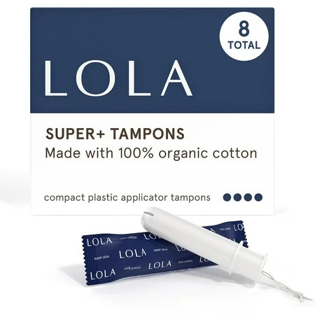 LOLA Super Plus Tampons Organic Cotton Compact Plastic Applicator 8 Count | Walmart (US)