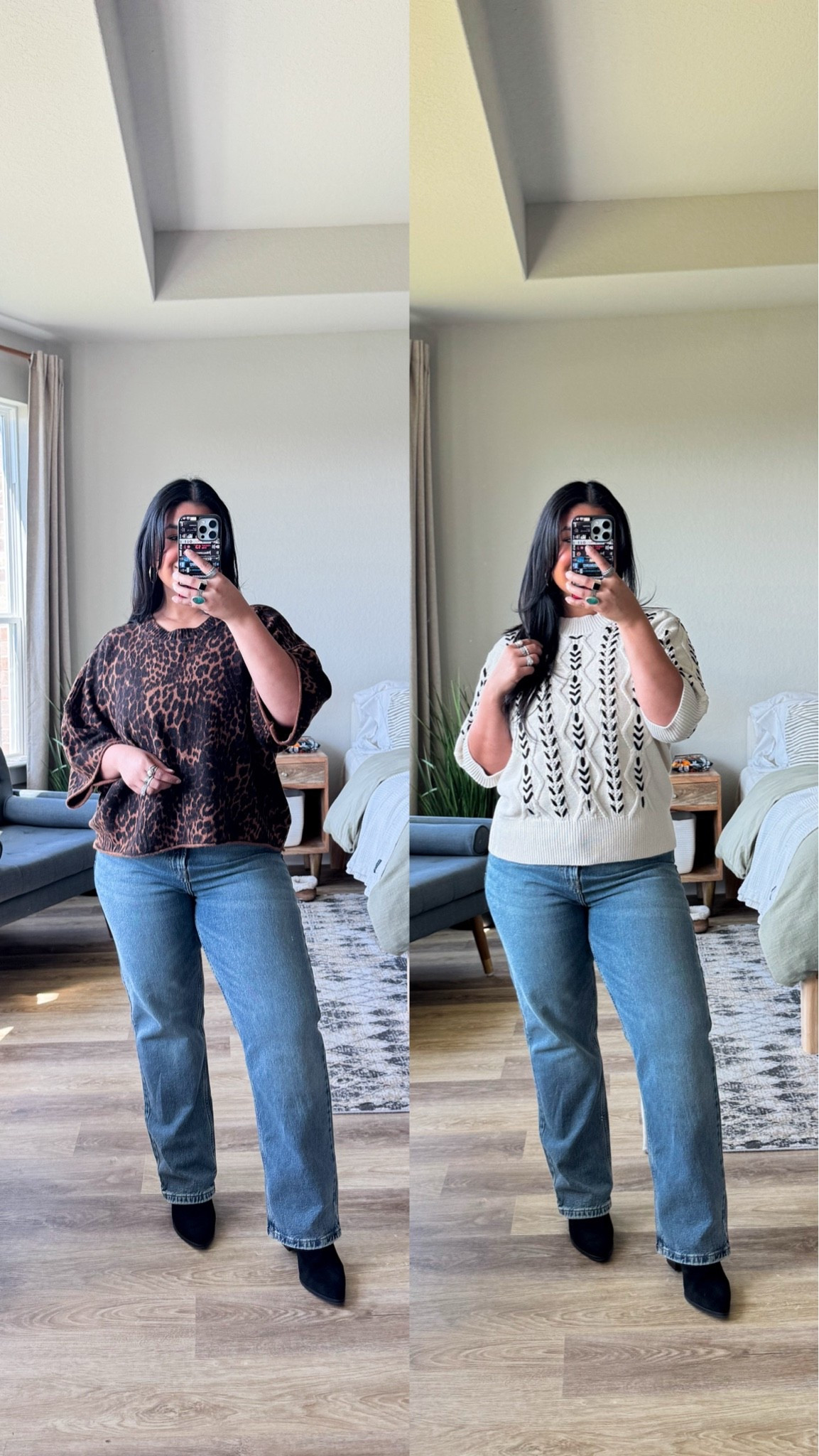 JCPenney outfits, code KRIS20 // size XL in the cheetah sweater, size L in the cream sweater, size 12 short in the jeans.

#LTKPetite #LTKMidsize #LTKOver40