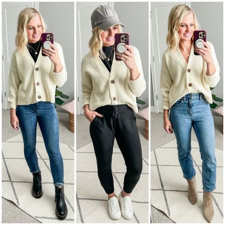 Outfit ideas from mom-friendly winter capsule wardrobe. Head over to thriftywifehappylife.com for more details!

#LTKSeasonal #LTKstyletip #LTKfindsunder100