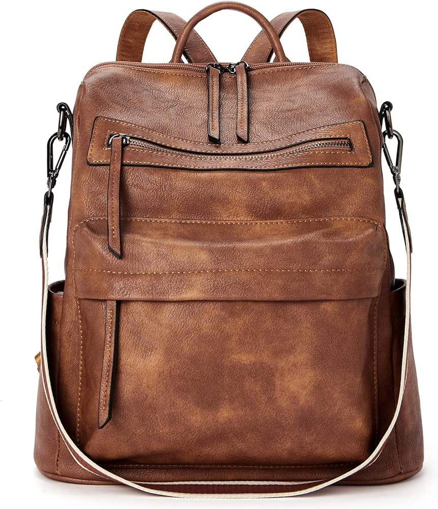 Amazon.com: BROMEN Backpack Purse for Women Fashion Leather Designer Travel Large Ladies Shoulder Ba | Amazon (US)
