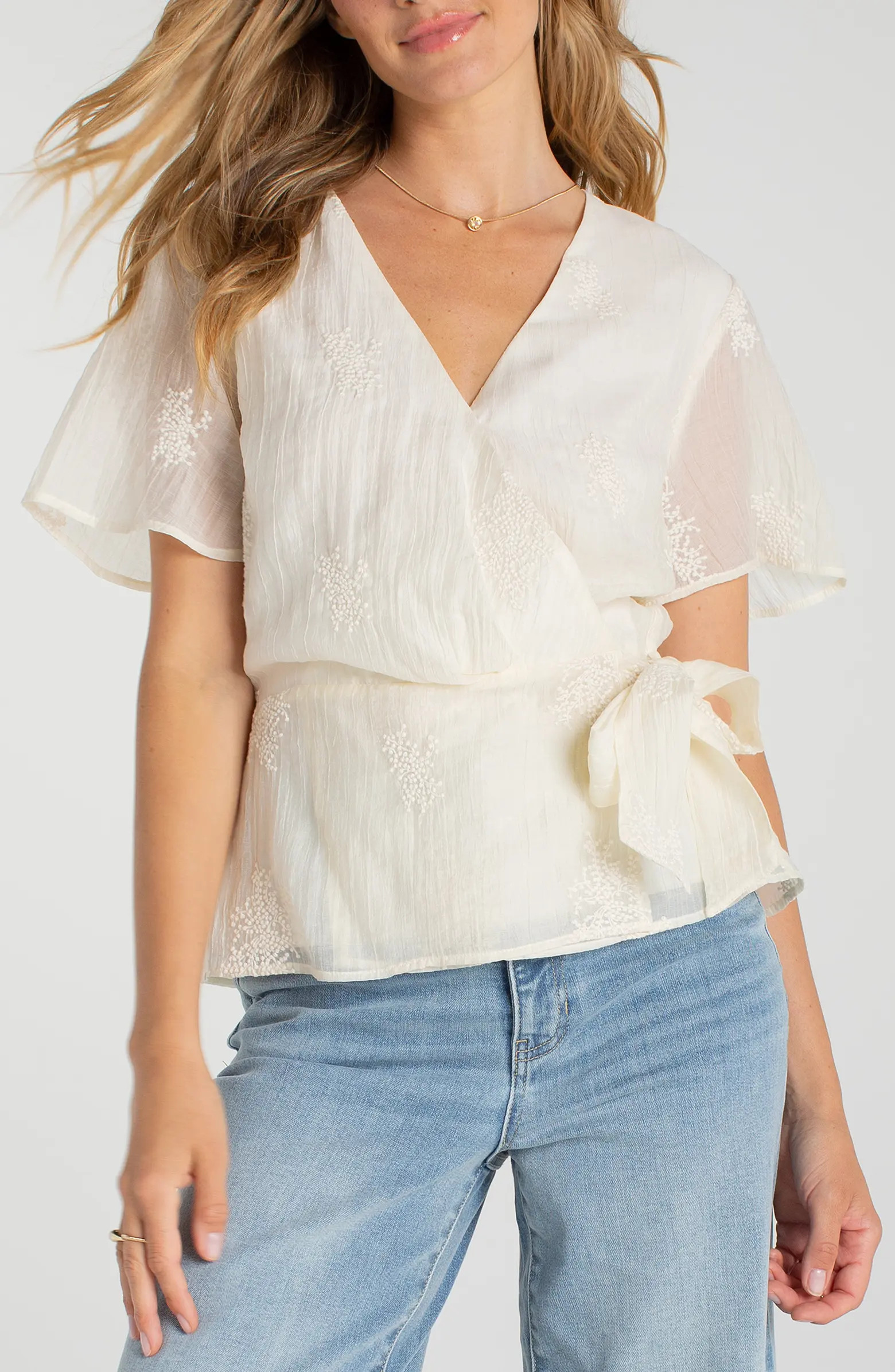 Embroidered Wrap Top | Nordstrom