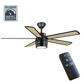 Junedale 52 in. White Color Changing Integrated LED Indoor/Outdoor Matte Black Ceiling Fan with L... | The Home Depot