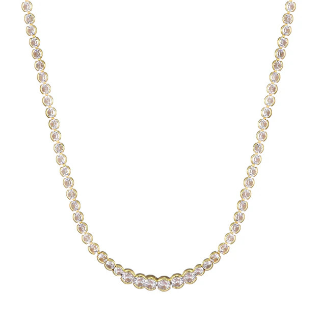14k Gold Plated Bezeled Crystal Tennis Necklace | Shop Simon