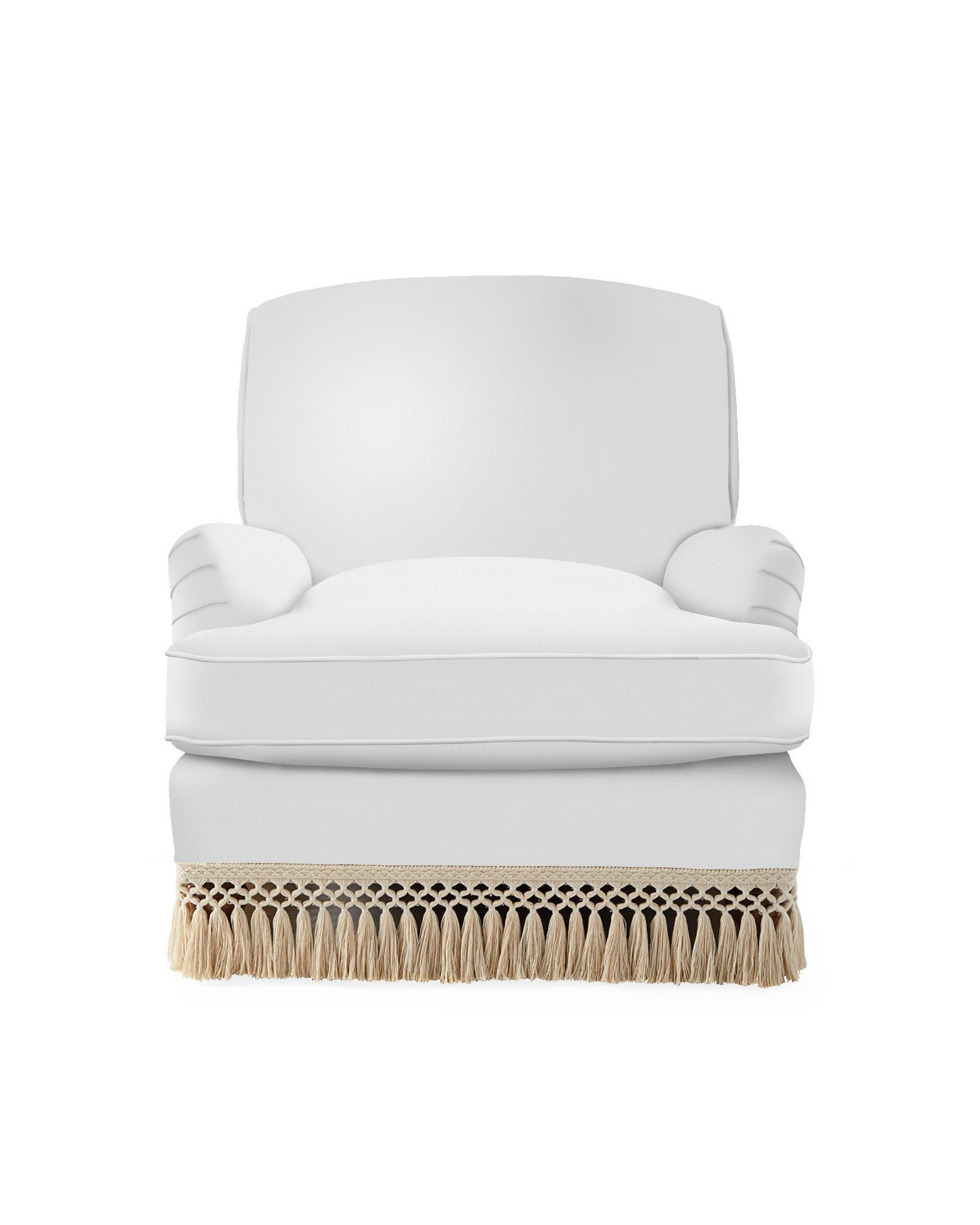 Miramar English Roll Arm Fringed Chair | Serena and Lily
