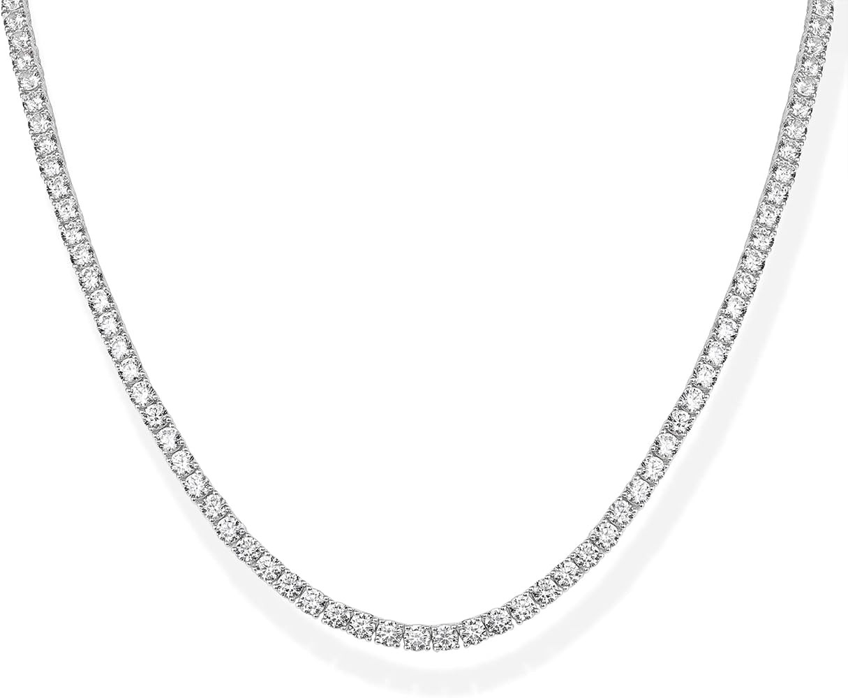 PAVOI 14K Gold Plated 3mm Simulated Diamond Tennis Necklace \u2013 Chunky Long Necklace for Women... | Amazon (US)
