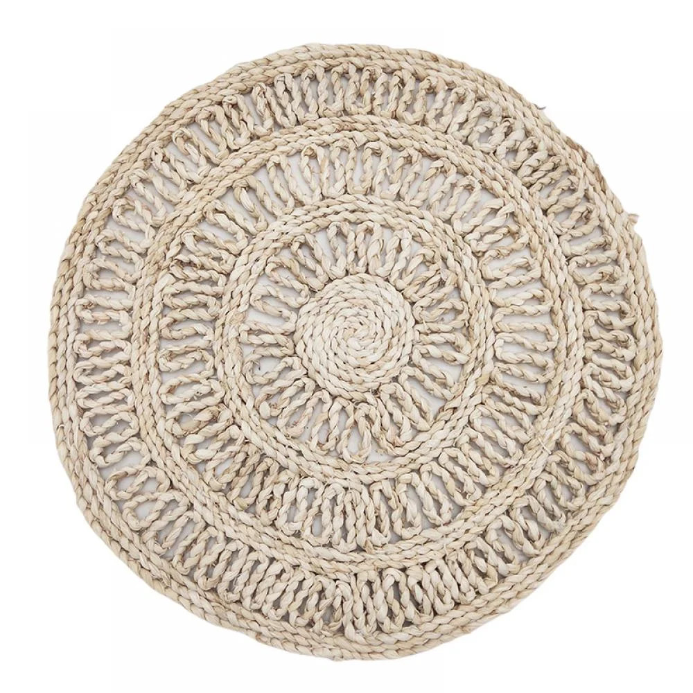 Pretty Comy Round Woven Placemats for Dining Table Natural Braided Rattan Tablemat Hollow Wicker ... | Walmart (US)