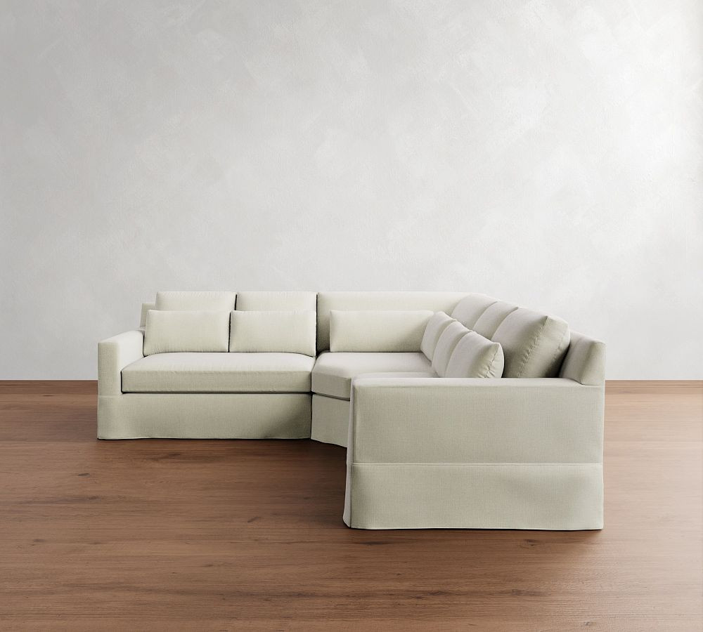 York Square Arm Deep Seat Slipcovered 3-Piece L-Shaped Wedge Sectional (108") | Pottery Barn (US)