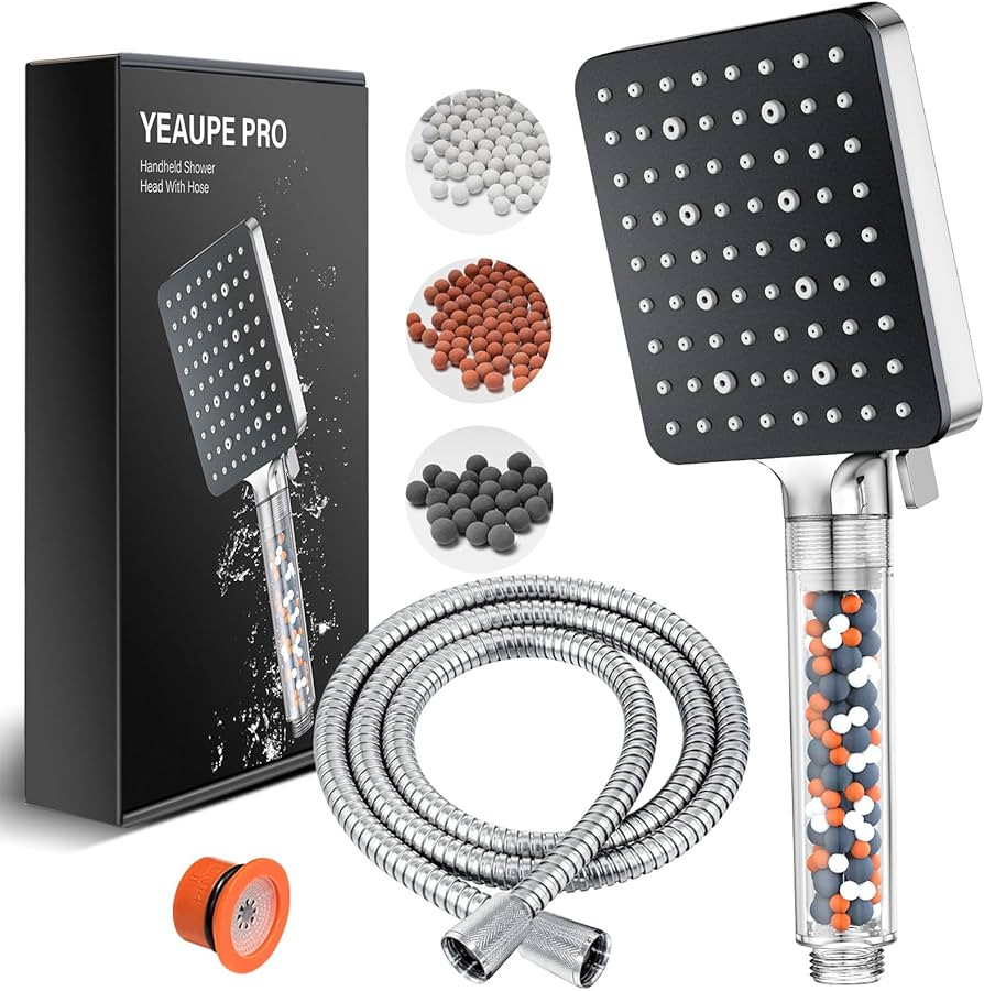 Shower Head and Hose 1.6M with Filter - YEAUPE PRO Square High Pressure Shower Heads and Hose wit... | Amazon (UK)