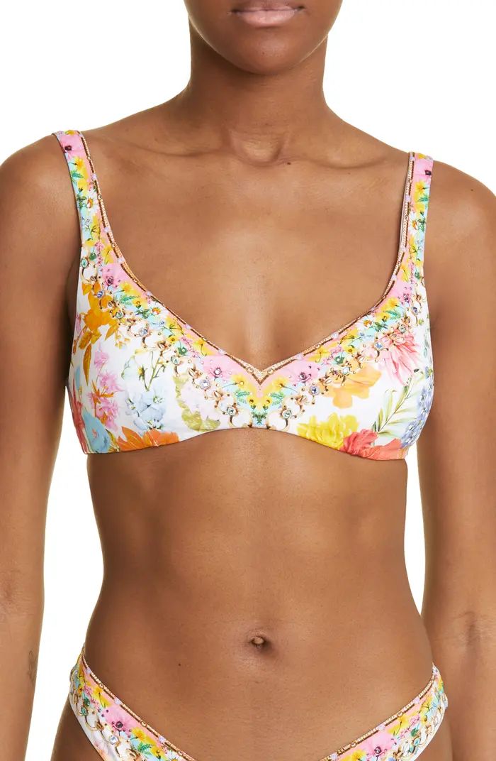 Camilla Sunlight Symphony Floral Crystal Embellished Bralette Bikini Top | Nordstrom | Nordstrom