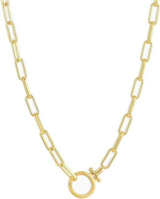 gorjana Women's Parker Paperclip Link Necklace, 18k Gold or Silver Plated, Chunky Clasp, Adjustab... | Amazon (US)
