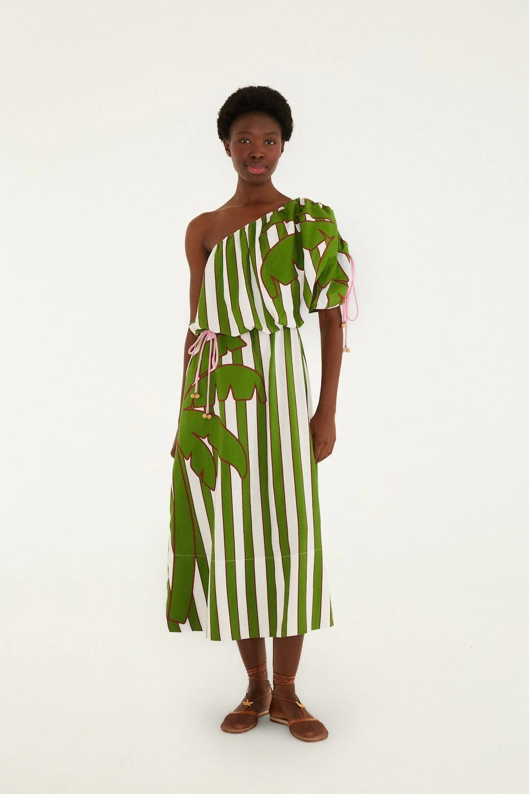 Off-White One-Shoulder Lenzing Ecovero Euroflax Midi Dress | FARM Rio | Farm Rio UK