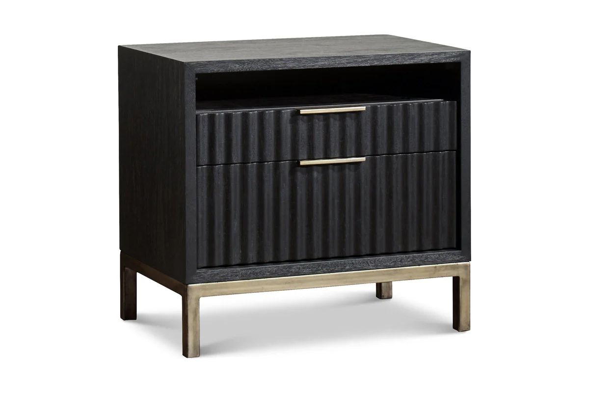 Westmont Nightstand BLACK/BRUSHED STEEL | Apt2B Furniture and Home Decor