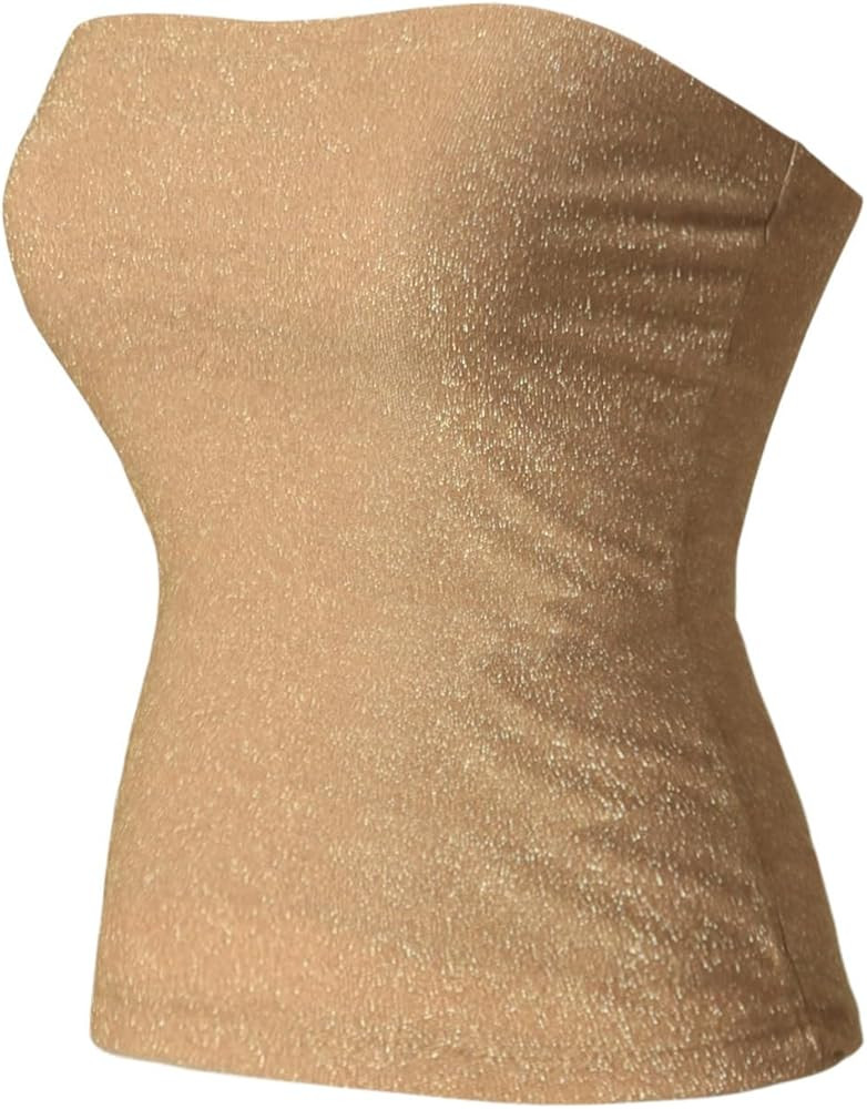 MixMatchy Women's Basic Casual Stretchy Long Bandeau Tube Top Strapless Undershirts | Amazon (US)