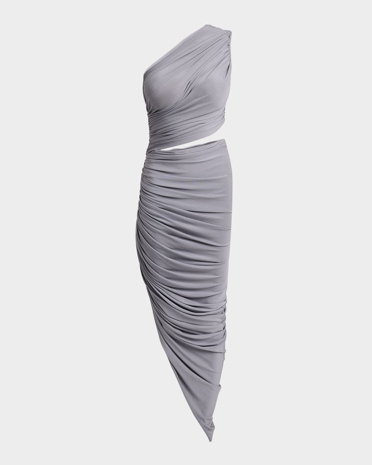 Asymmetric Ruched Cutout Midi Dress | Neiman Marcus