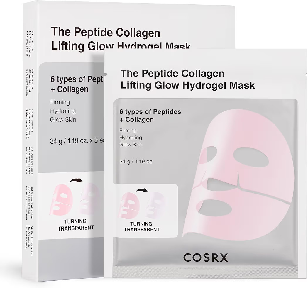 COSRX Pink Peptides Collagen Lifting Glow Hydrogel Face Masks Skincare 3 EA, Collagen Face Mask, ... | Amazon (US)