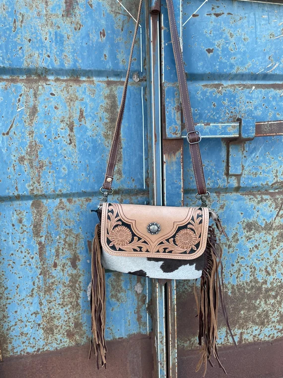 Western Tooled Hide Crossbody | Etsy | Etsy (US)