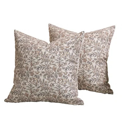 Floral Throw Pillow Covers 20X20 Set Of 2 Vintage Block Print Pillow Covers Decorative Pillow Covers Couch Pillows For Living Room Farmhouse Accent So | Wayfair North America
