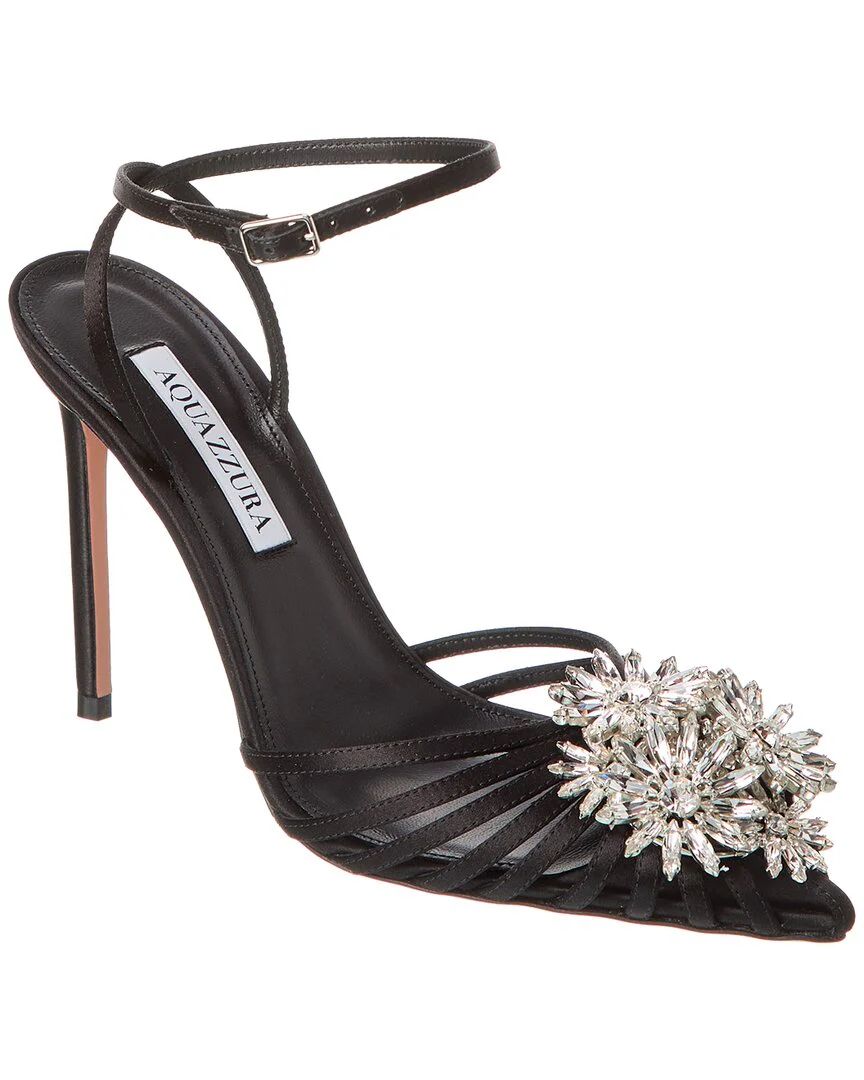 Aquazzura Crystal Margarita 105 Satin Pump | Shop Premium Outlets